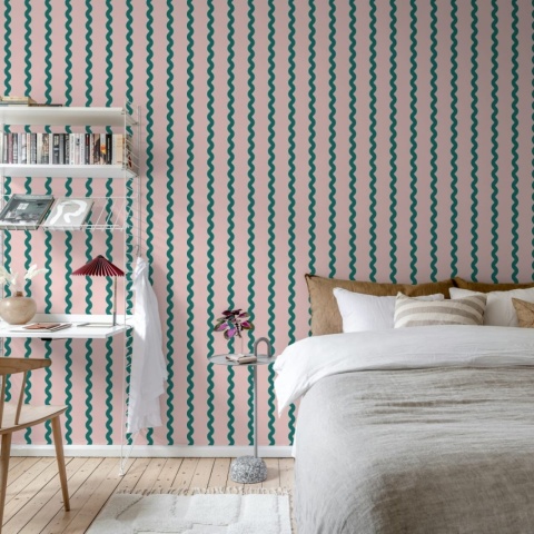 Fototapet, Wobbly Stripe, Pink, Rebel Walls - Img 3