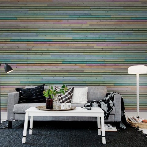 Fototapet, Wooden Slats, Colourful, Rebel Walls - Img 5