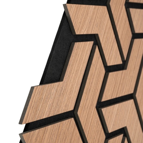 Panou riflaj acustic decorativ, MDF si pasla, AC7, 90x45x1.8cm, Stejar inchis - Img 2