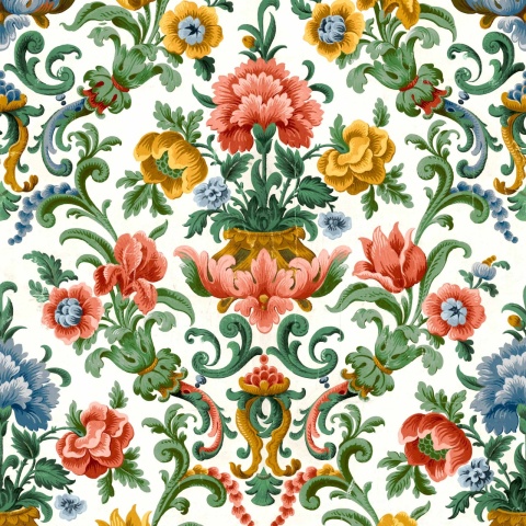 Tapet Aranjuez Damask, Coral, Coordonne, 5mp / rola - Img 2