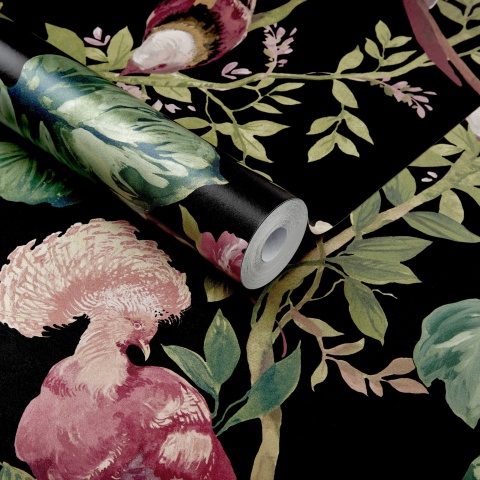 Tapet, Bird Sonnet, Jet Black Luxury Bird, 1838 Wallcoverings, 7mp / rola - Img 2