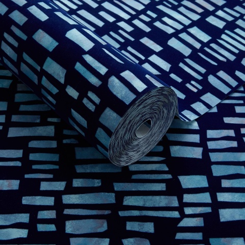 Tapet, Fusion, Blue Dusk Luxury Flock, 1838 Wallcoverings, 5.3mp / rola - Img 2