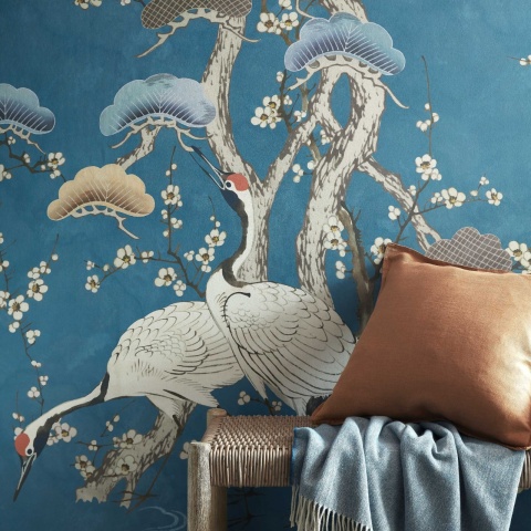 Tapet, Kyoto Blossom, Prussian Blue, 1838 Wallcoverings, 6.53mp / rola