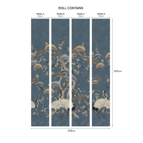 Tapet, Kyoto Blossom, Prussian Blue, 1838 Wallcoverings, 6.53mp / rola - Img 2