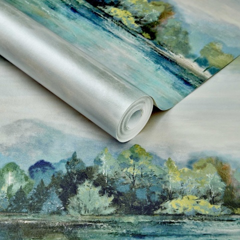 Tapet, Lakeside, Fern Green Luxury Landscape, 1838 Wallcoverings, 5.3mp / rola - Img 2