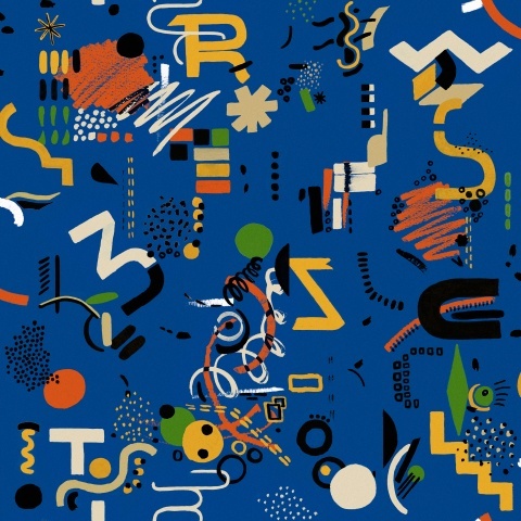Tapet lavabil Funny Shapes, Azul, TresTintas 5mp / rola - Img 2