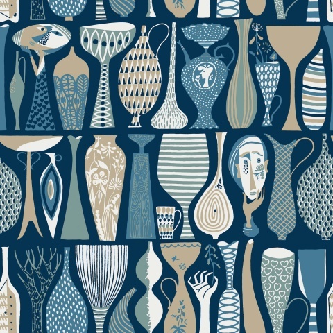 Tapet lavabil, Stig Lindberg Pottery 1759, 5.3mp / rola - Img 2