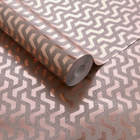 Tapet, metalizat Rattan, Rose Gold Luxury Foil, 1838 Wallcoverings, 5.3mp / rola - Img 2