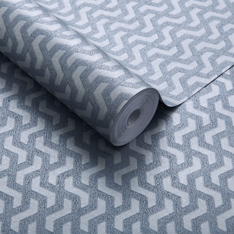 Tapet, Rattan, Blue Dusk Silver Luxury Geometric, 1838 Wallcoverings, 5.3mp / rola - Img 2