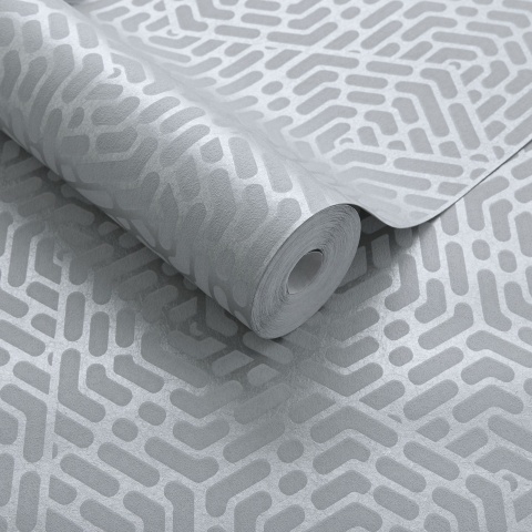 Tapet, Willow, Silver Luxury Geometric, 1838 Wallcoverings, 5.3mp / rola - Img 2