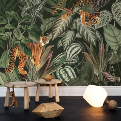 Fototapet, 3D Mischievous Tigers, Lush, Rebel Walls - Img 4