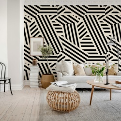 Fototapet, Abstract Stripes, Liquorice & Cream, Rebel Walls