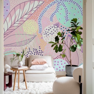 Fototapet, Artsy Leafs, Pink, Rebel Walls - Img 3