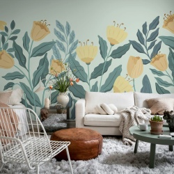 Fototapet, Big Blossom, Yellow, Rebel Walls