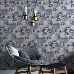 Fototapet Chinese toile (blue), VLAdiLA