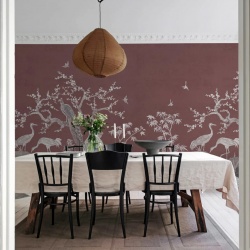 Fototapet, Chinoiserie Lace, Raspberry Red, Rebel Walls - Img 5