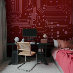 Fototapet, Circuit Board, Red, Rebel Walls