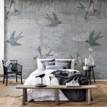 Fototapet, Concrete Art, Swallow, Rebel Walls - Img 3