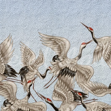 Fototapet, Crain Birds, Light Blue, Rebel Walls - Img 2