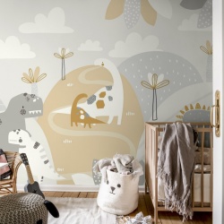 Fototapet, Dinosaur Land, Beige, Rebel Walls
