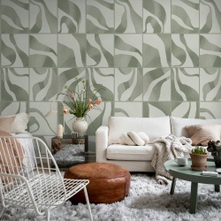 Fototapet, Floating Tiles, Green, Rebel Walls