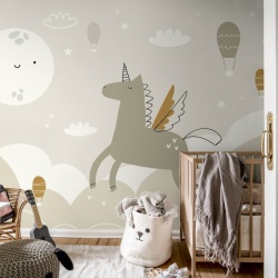 Fototapet, Flying Unicorn, Beige, Rebel Walls - Img 3