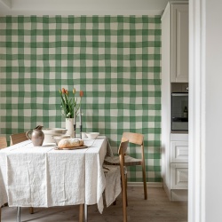 Fototapet, Gingham, Green, Rebel Walls