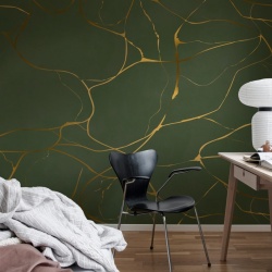 Fototapet, Gold Swirl, Dark Green, Rebel Walls - Img 6