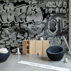 Fototapet, Graffiti, Black, Rebel Walls