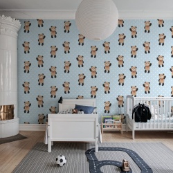 Fototapet, Hello Bear, Baby Blue, Rebel Walls