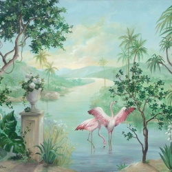 Fototapet Landscape with Flamingos, Exoticism, Coordonne - Img 2