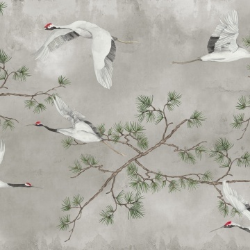 Fototapet, Majestic Cranes, Beige, Rebel Walls - Img 2