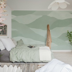 Fototapet, Misty Peaks, Light Green, Rebel Walls - Img 3
