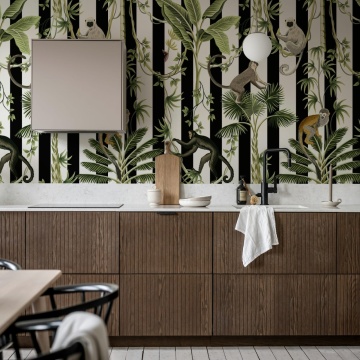 Fototapet, Monkey Stripes, Black, Rebel Walls - Img 3