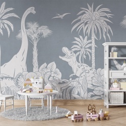 Fototapet Monochrome Dino - Blue, Kikki Belle - Img 5