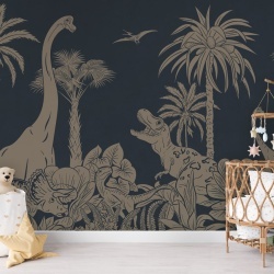 Fototapet Monochrome Dino - Blue Vintage, Kikki Belle