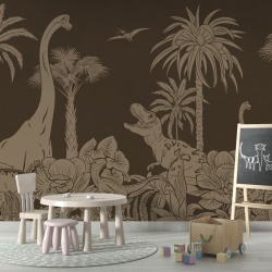 Fototapet Monochrome Dino - Brown Vintage, Kikki Belle - Img 4