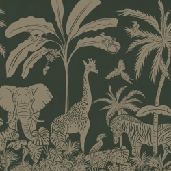 Fototapet Monochrome Jungle - Green Vintage, Kikki Belle - Img 2