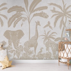 Fototapet Monochrome Jungle - White Vintage, Kikki Belle