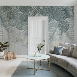 Fototapet, Monstera Wall, Blue, Rebel Walls