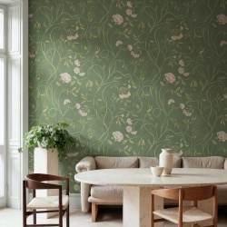 Fototapet, Peony Bloom, Green, Rebel Walls