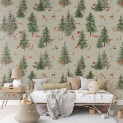 Fototapet Pine Forest - Green, Kikki Belle