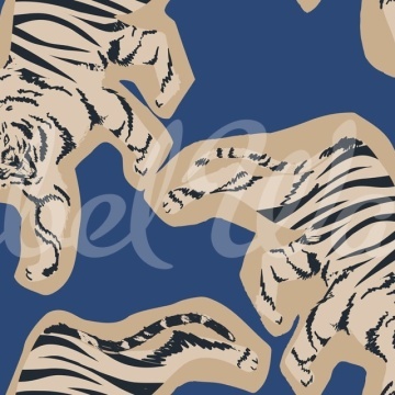 Fototapet, Quirky Tigers, Blue, Rebel Walls - Img 2