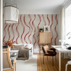 Fototapet, Ribbon Stripe, Red, Rebel Walls