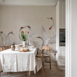 Fototapet, Soaring Cranes, Beige, Rebel Walls