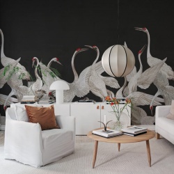 Fototapet, Soaring Cranes, Black, Rebel Walls - Img 4