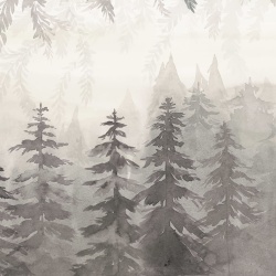 Fototapet, Watercolor Forest, Gray, Rebel Walls - Img 2