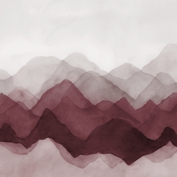 Fototapet, Watercolor Mountain, Burgundy, Rebel Walls - Img 2