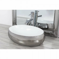 Lavoar alb/argintiu pe blat Rea Linda Silver 48,5 cm - Img 2