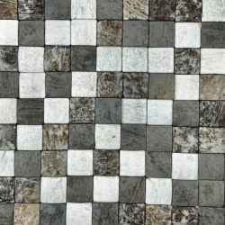 Panou decorativ 3D, Coconut, Honai Mosaic White&Grey, 6 placi 42x42cm, 1.05 mp - Img 3